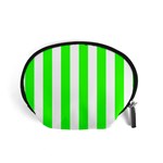 Vertical Stripes - White and Neon Green Accessory Pouch (Small)