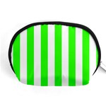 Vertical Stripes - White and Neon Green Accessory Pouch (Medium)