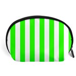 Vertical Stripes - White and Neon Green Accessory Pouch (Large)