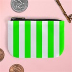 Vertical Stripes - White and Neon Green Mini Coin Purse