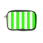 Vertical Stripes - White and Neon Green Coin Purse