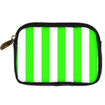 Vertical Stripes - White and Neon Green Digital Camera Leather Case