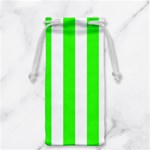Vertical Stripes - White and Neon Green Jewelry Bag