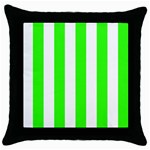Vertical Stripes - White and Neon Green Throw Pillow Case (Black)