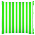 Vertical Stripes - White and Neon Green Large Flano Cushion Case (One Side)