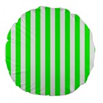 Vertical Stripes - White and Neon Green Large 18  Premium Round Cushion