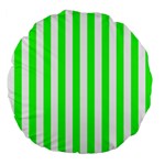 Vertical Stripes - White and Neon Green Large 18  Premium Flano Round Cushion