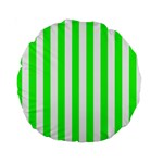 Vertical Stripes - White and Neon Green Standard 15  Premium Round Cushion