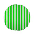 Vertical Stripes - White and Neon Green Standard 15  Premium Flano Round Cushion