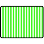 Vertical Stripes - White and Neon Green Fleece Blanket (Large) (One Side)