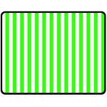 Vertical Stripes - White and Neon Green Double Sided Fleece Blanket (Medium) (Two Sides)