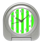 Vertical Stripes - White and Neon Green Desk Alarm Clock