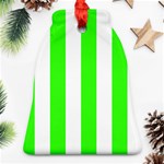 Vertical Stripes - White and Neon Green Bell Ornament (Two Sides)