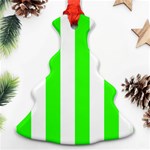 Vertical Stripes - White and Neon Green Ornament (Christmas Tree)