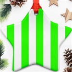 Vertical Stripes - White and Neon Green Ornament (Star)