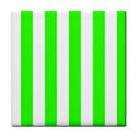 Vertical Stripes - White and Neon Green Tile Coaster