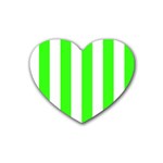 Vertical Stripes - White and Neon Green Heart Coaster (4 pack)