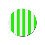 Vertical Stripes - White and Neon Green Rubber Round Coaster (4 pack)