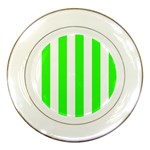 Vertical Stripes - White and Neon Green Porcelain Plate