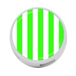 Vertical Stripes - White and Neon Green 4-Port USB Hub (One Side)