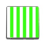 Vertical Stripes - White and Neon Green Memory Card Reader (Square)