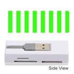 Vertical Stripes - White and Neon Green Memory Card Reader (Stick)