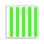 Vertical Stripes - White and Neon Green Memory Card Reader with Storage (Square)