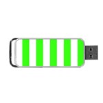Vertical Stripes - White and Neon Green Portable USB Flash (Two Sides)