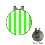 Vertical Stripes - White and Neon Green Golf Ball Marker Hat Clip