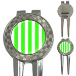 Vertical Stripes - White and Neon Green 3-in-1 Golf Divot