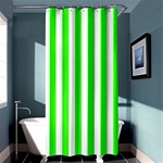 Vertical Stripes - White and Neon Green Shower Curtain 36  x 72  (Stall)