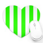 Vertical Stripes - White and Neon Green Heart Mousepad