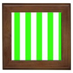 Vertical Stripes - White and Neon Green Framed Tile