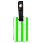 Vertical Stripes - White and Neon Green Luggage Tag (One Side)