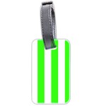 Vertical Stripes - White and Neon Green Luggage Tag (Two Sides)