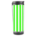 Vertical Stripes - White and Neon Green Travel Tumbler