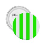 Vertical Stripes - White and Neon Green 2.25  Button