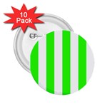 Vertical Stripes - White and Neon Green 2.25  Button (10 pack)