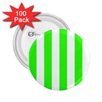 Vertical Stripes - White and Neon Green 2.25  Button (100 pack)