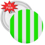 Vertical Stripes - White and Neon Green 3  Button (10 pack)