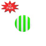 Vertical Stripes - White and Neon Green 1  Mini Magnet (10 pack)
