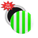 Vertical Stripes - White and Neon Green 2.25  Magnet (100 pack)