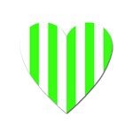 Vertical Stripes - White and Neon Green Magnet (Heart)