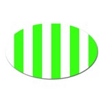 Vertical Stripes - White and Neon Green Magnet (Oval)