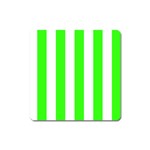 Vertical Stripes - White and Neon Green Magnet (Square)