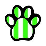 Vertical Stripes - White and Neon Green Magnet (Paw Print)