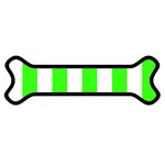 Vertical Stripes - White and Neon Green Magnet (Dog Bone)