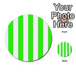 Vertical Stripes - White and Neon Green Multi-purpose Cards (Round)