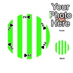 Vertical Stripes - White and Neon Green Playing Cards 54 (Round)