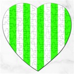 Vertical Stripes - White and Neon Green Jigsaw Puzzle (Heart)